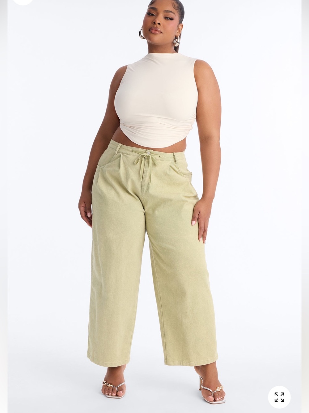 Georgie Washed Twill Barrel Leg Pant 33”